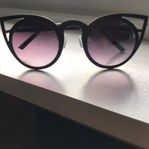 Quay Invader cat eye glasses. Purple gradient lens